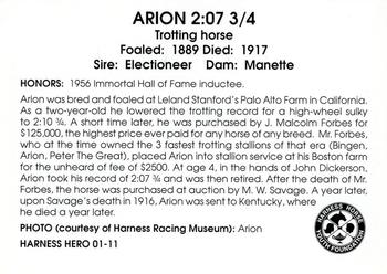 2011 Harness Heroes #1 Arion Back